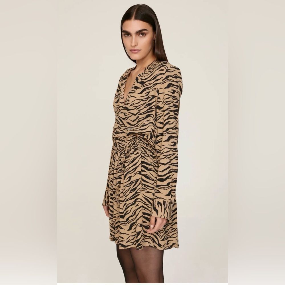 Zadig and Voltaire Rinka Tiger Print Mini Dress in the color Naturel.  Medium